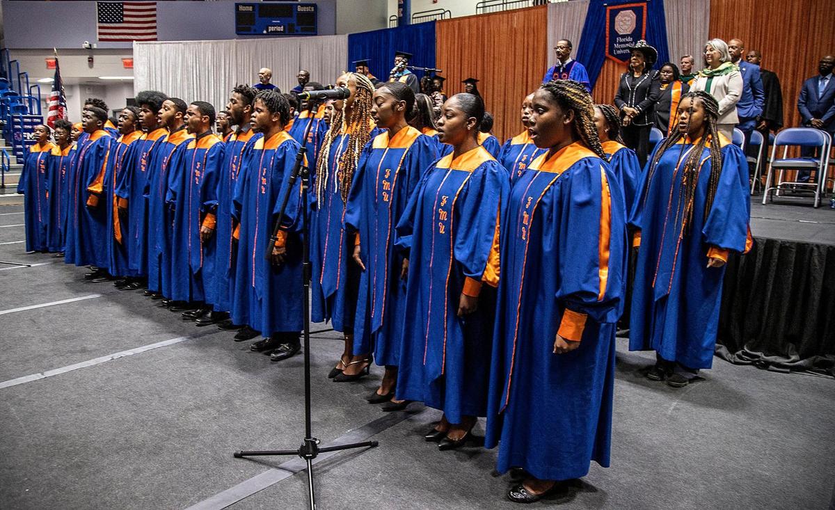 FMU Ambassador Chorale performed during the Investiture Ceremony for Dr. Jaffus Hardrick, Ed.D., as the14th president of Florida Memorial University, celebrated at the University in Miami Gardens, on Friday March17, 2023.