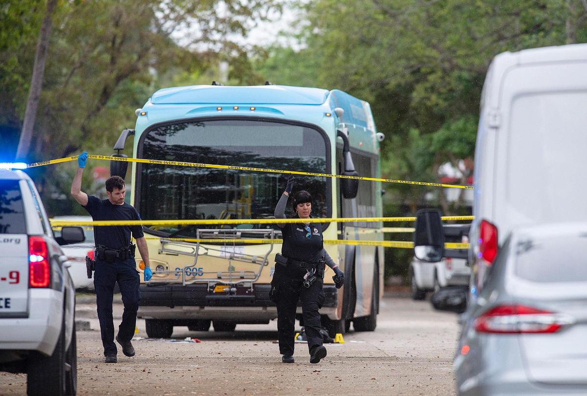 Two people were killed and two others were injured in a shooting on a Broward County Transit bus near the Fort Lauderdale police station on Broward Boulevard on Thursday, March 17, 2022.