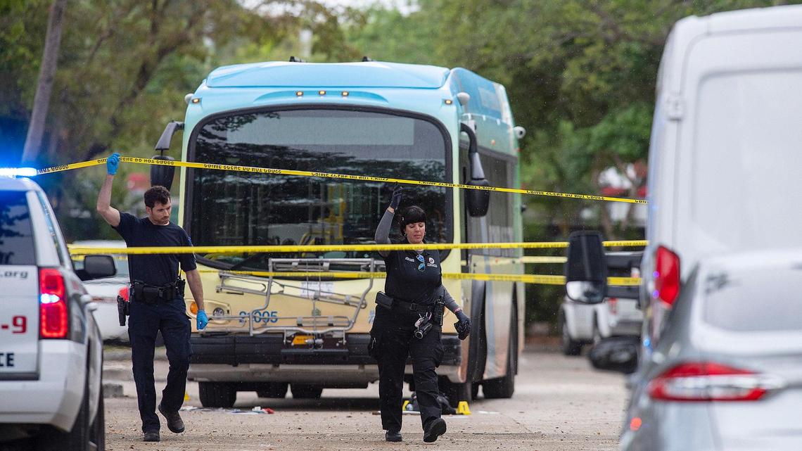Two people were killed and two others were injured in a shooting on a Broward County Transit bus Thursday afternoon near the Fort Lauderdale police station on Broward Boulevard, Thursday, March 17, 2022.
