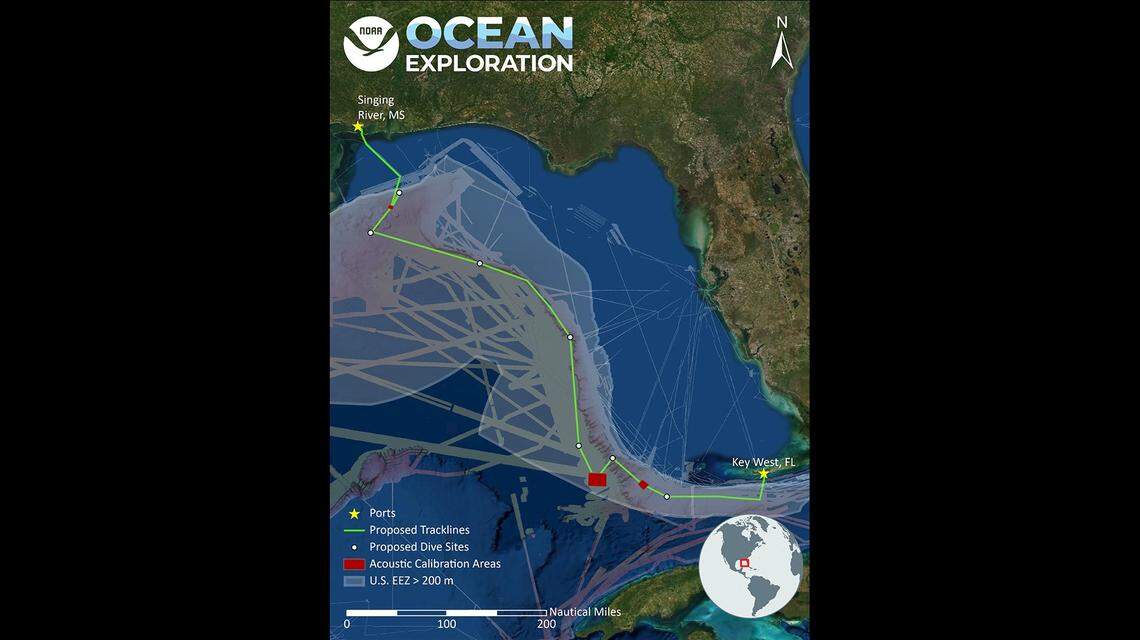 This is the area NOAA Ocean Exploration is visiting during a  “shake down” the mission systems on NOAA Ship Okeanos Explorer February 23-March 3, 2022.