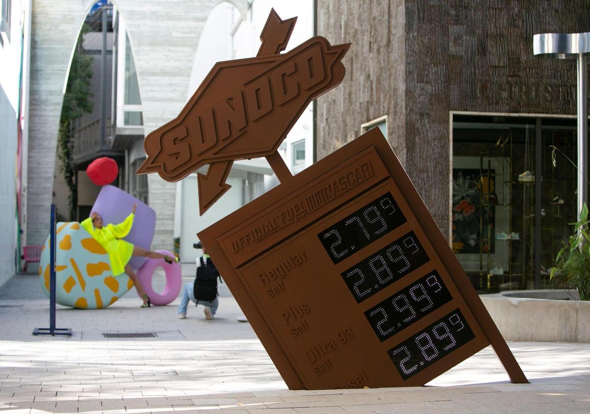 A Sunoco installment piece in Miami’s Design District by Virgil Abloh. Abloh was the artistic director of Louis Vuitton men’s wear as well as the founder of his own brand, Off-White. Abloh died Sunday November 28, 2021 at the age of 41.