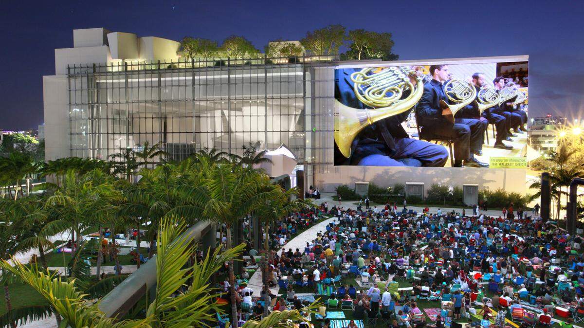 A New World Symphony performance is Wallcast outside the New World Center in Miami Beach.