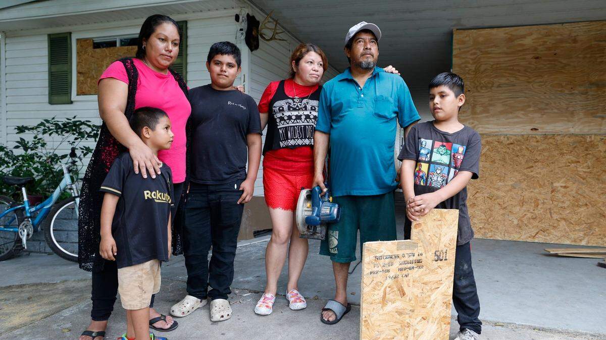 Virginia and Primitivo Careo,  their three school age children and a nephew, saw their home be damaged by Hurricane Milton when it struck Fairmont Mobile Home Estates in  Ruskin, Florida on Oct. 8.