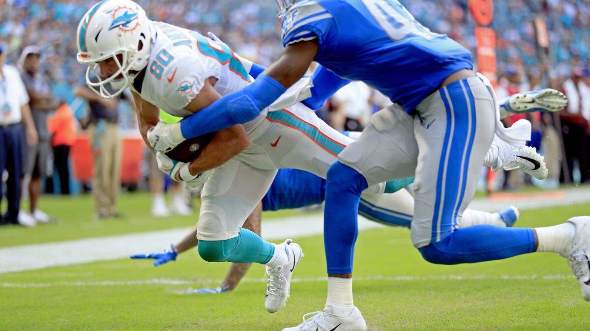 Dolphins receiver Danny Amendola is out of Sunday’s game against the Bills with a knee injury.
