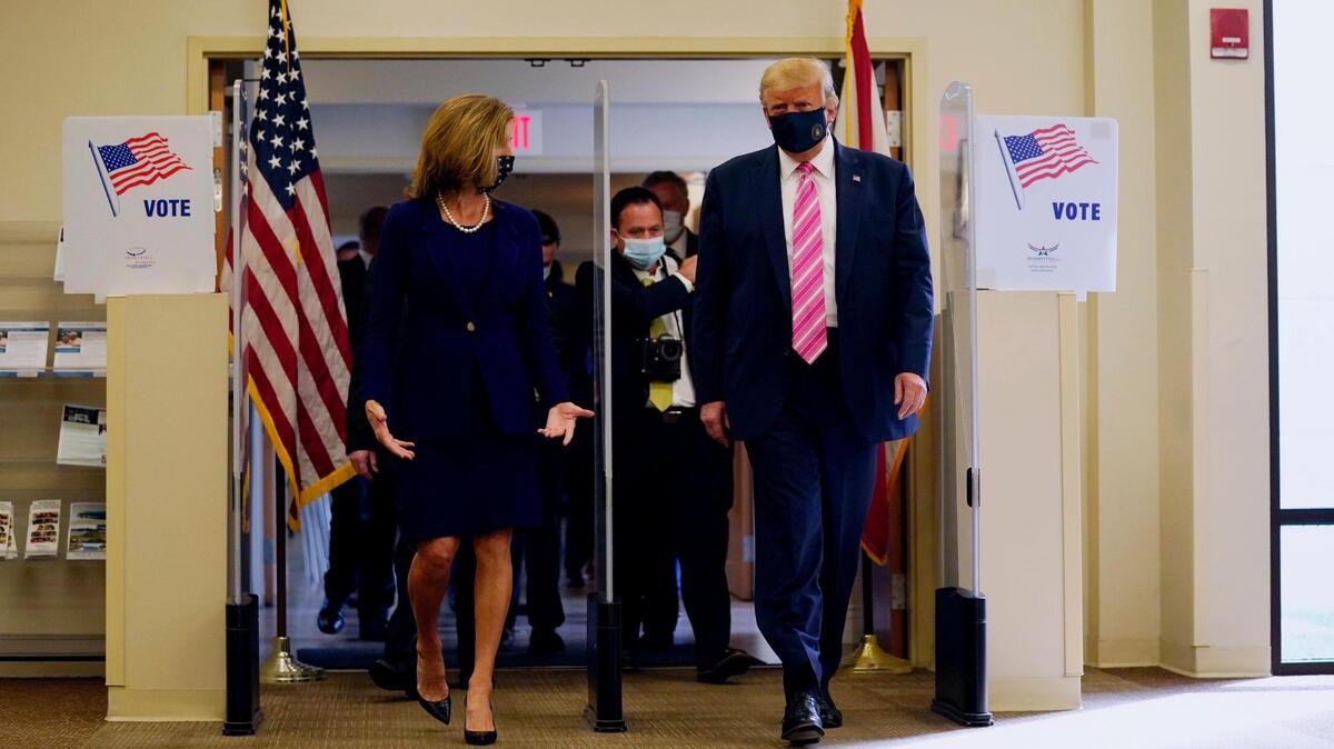 El presidente Donald Trump votó el sábado 24 de octubre de 2020 en in West Palm Beach.