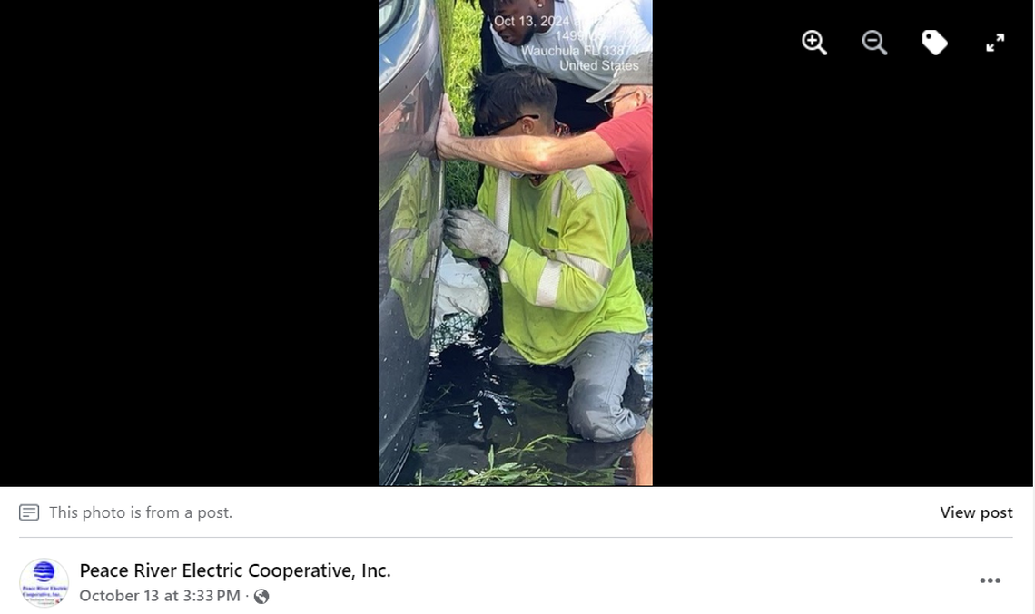 Cameron Elias used his work boots to kick a hole in the windshield and then broke out the glass to help free the two passengers, officials say.