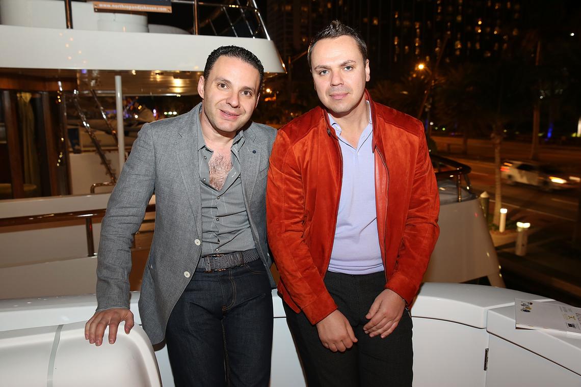 Oleg Firer and Felix Filenger attend Haute Time Celebrates The Opening Of ECJ Luxe Flagship Store With a ‘Haute Collectors’ Dinner Party Aboard Megayacht M/Y at Usher Yacht on Feb. 11, 2015, in Miami.