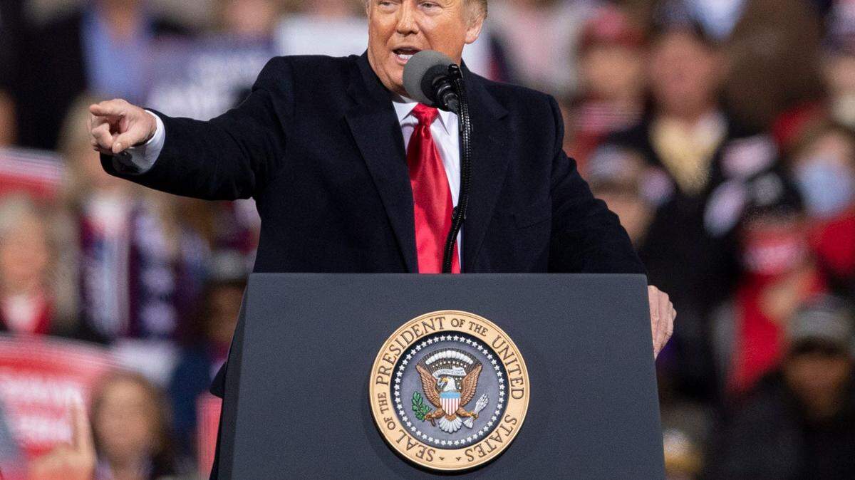 File photo from Dec. 5, 2020, of then-President Donald Trump at the Republican National Committee’s Victory Rally in Valdosta, Georgia.