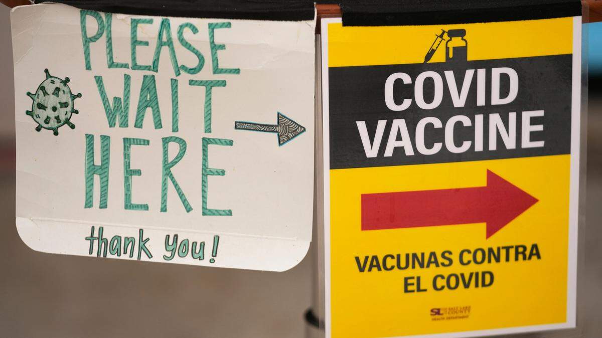 A sign is shown outside the Salt Lake County Health Department during COVID-19 testing, Tuesday, Dec. 20, 2022, in Salt Lake City.