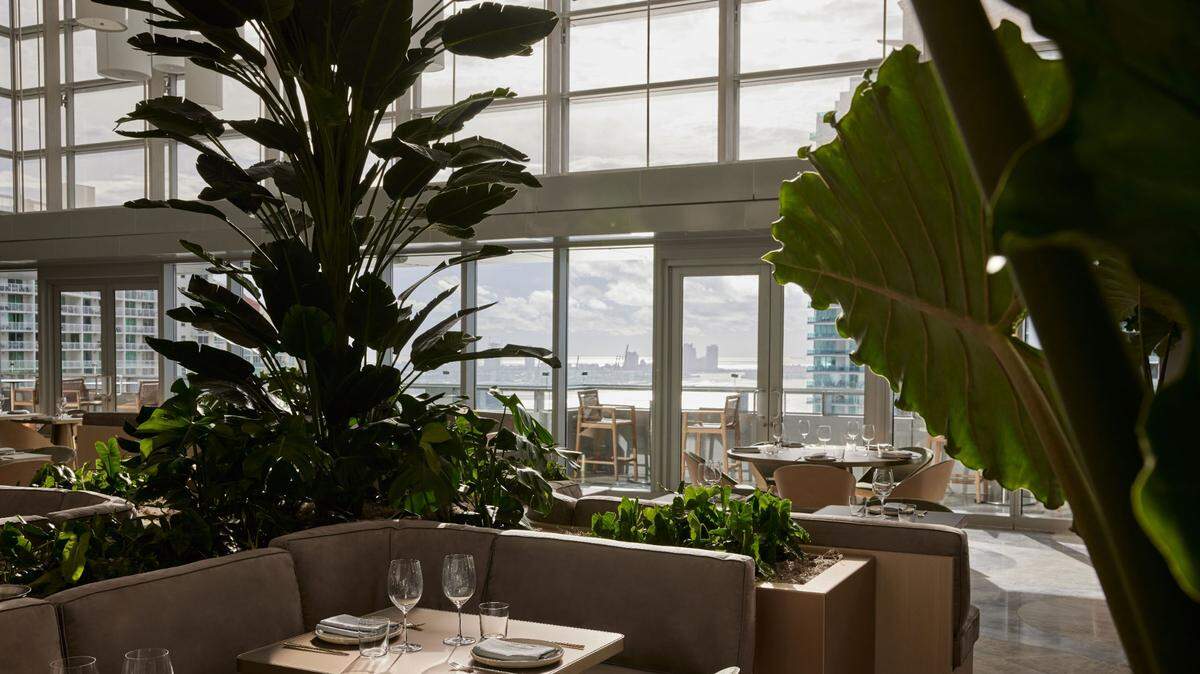 “Watching sunsets here, it’s amazing,” says Chef David Myers of his new waterfront restaurant Adrift Mare in Brickell.