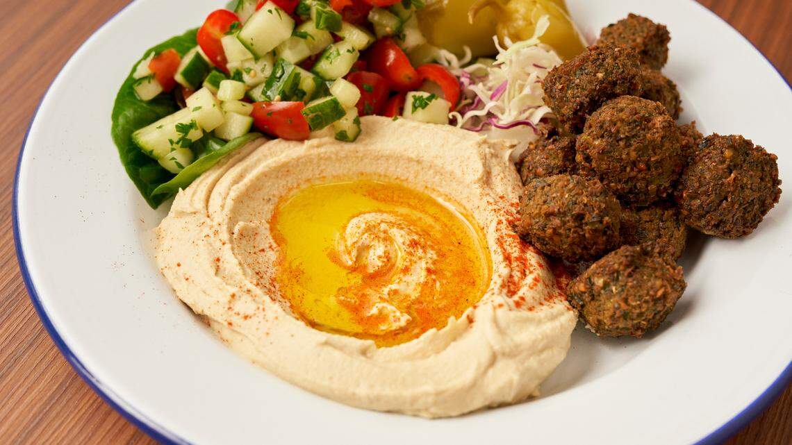 The falafel platter from the Israeli fast-casual restaurant Motek Café