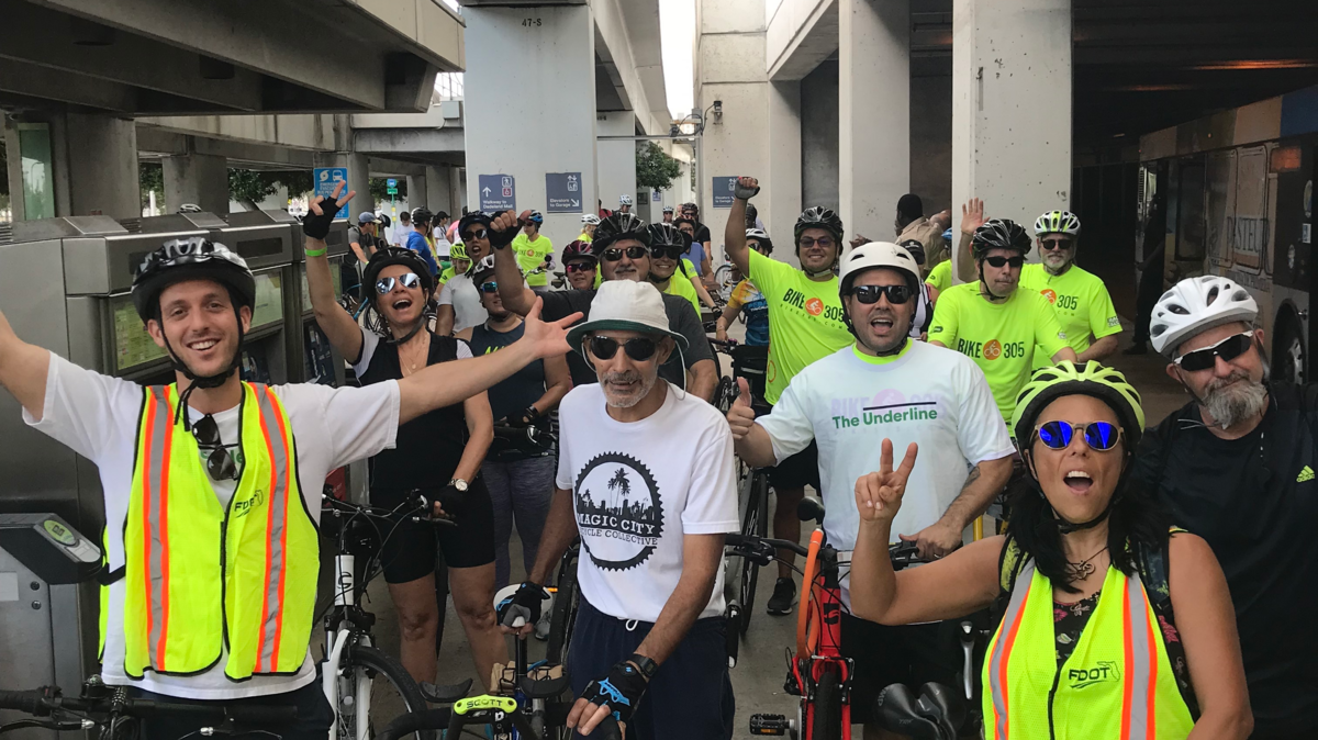 Cyclists gather at The Underline site for regular easy bike rides in different communities. The next ride will go through the historic Shenandoah neighborhood, with the final destination at Cuban Memorial Boulevard Park.