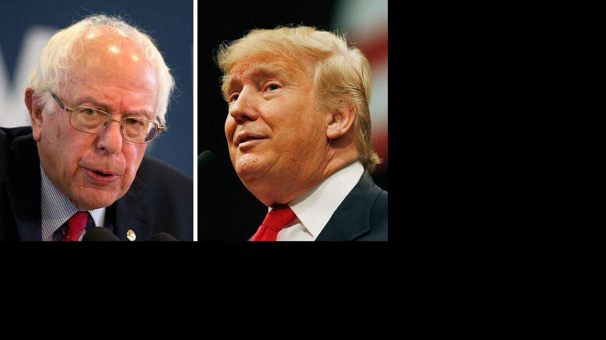 Bernie Sanders, left, and Donald Trump lead the charge from different ends of the political spectrum.