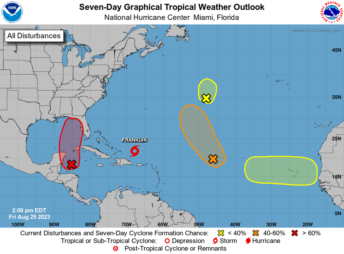 The hurricane center started watching a fourth disturbance in the Atlantic on Friday afternoon.