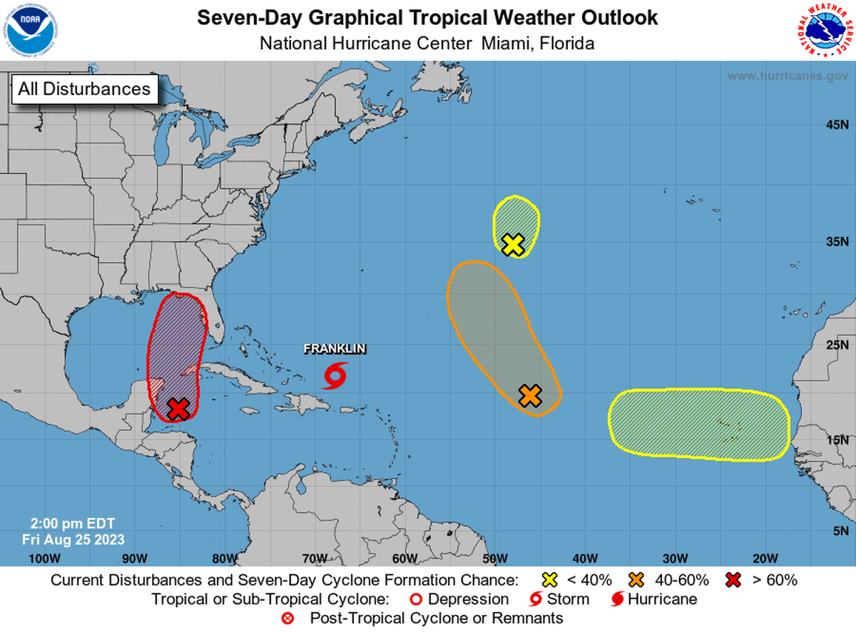 The hurricane center started watching a fourth disturbance in the Atlantic on Friday afternoon.