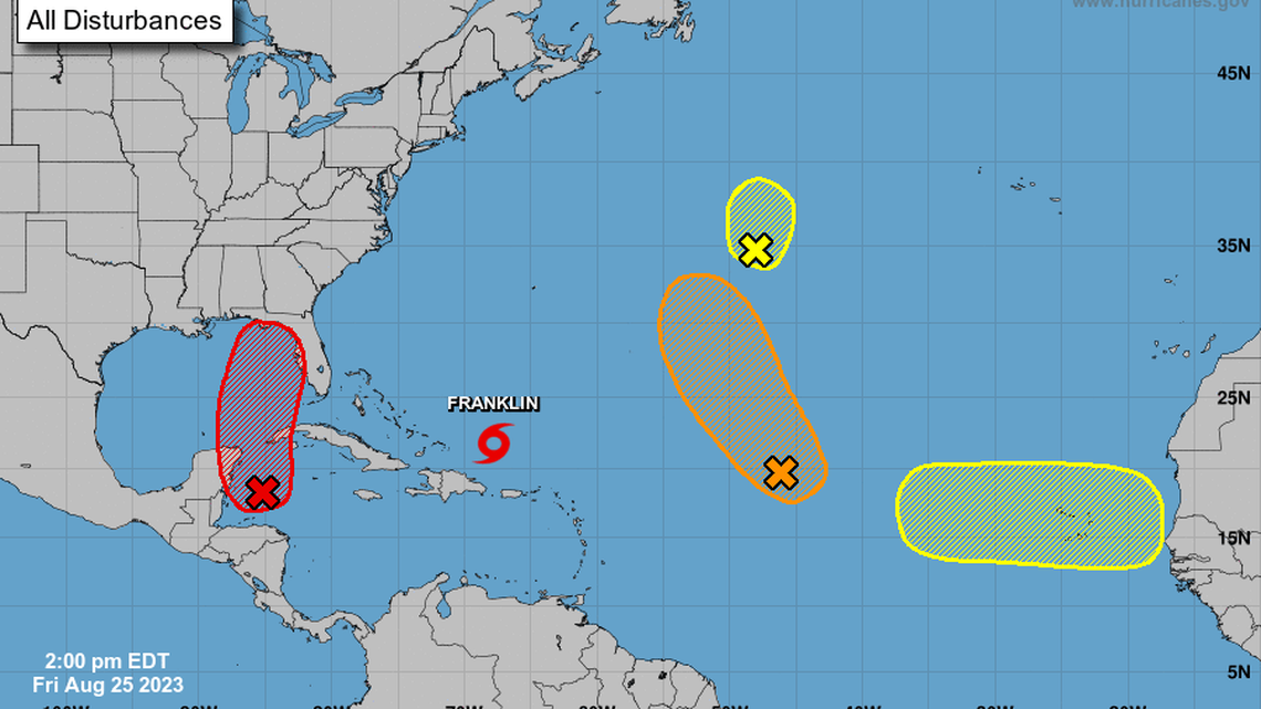 The hurricane center started watching a fourth disturbance in the Atlantic on Friday afternoon.