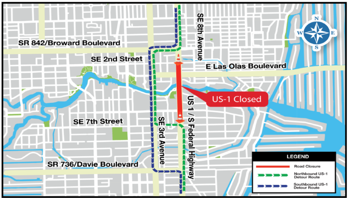 The map showing the New River Tunnel closure and the alternate routes.