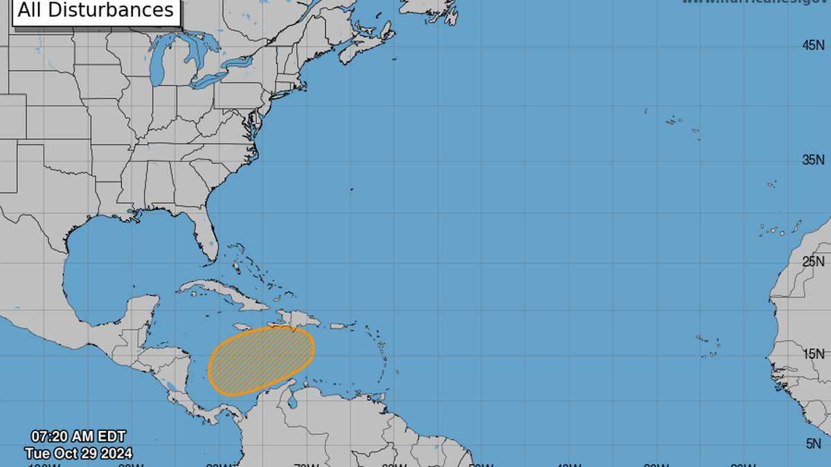 The hurricane center continues to predict a 40% chance that a new storm will form this week.