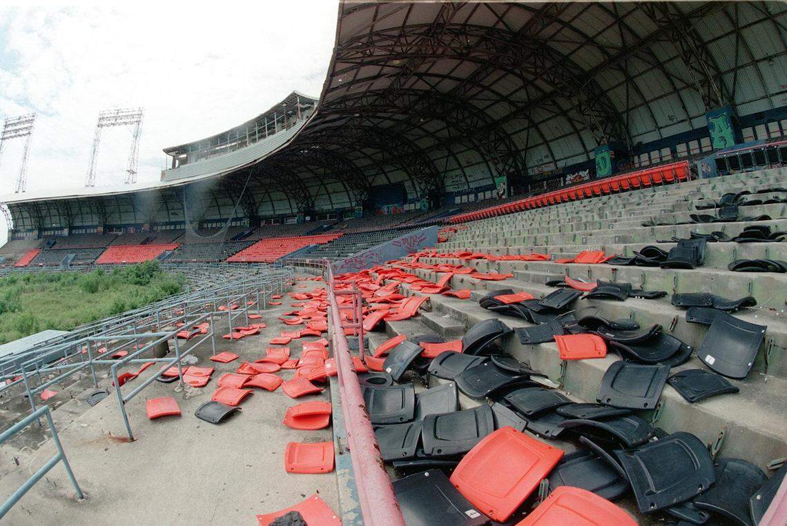 Miami Baseball Stadium aka Bobby Maduro Stadium which is in a state of decay. The stadium was home to the Baltimore Orioles 