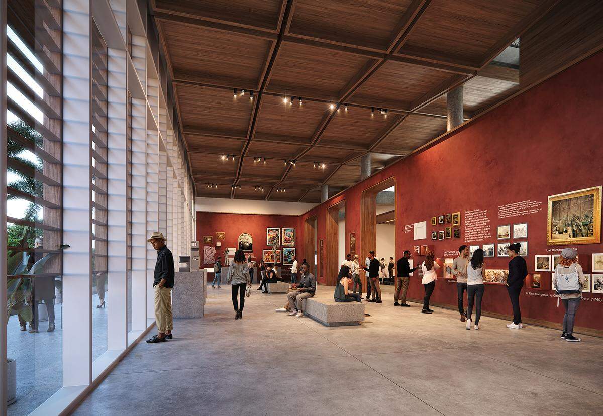 Rendering of a gallery at the Benjamín León Jr. Building at FIU.