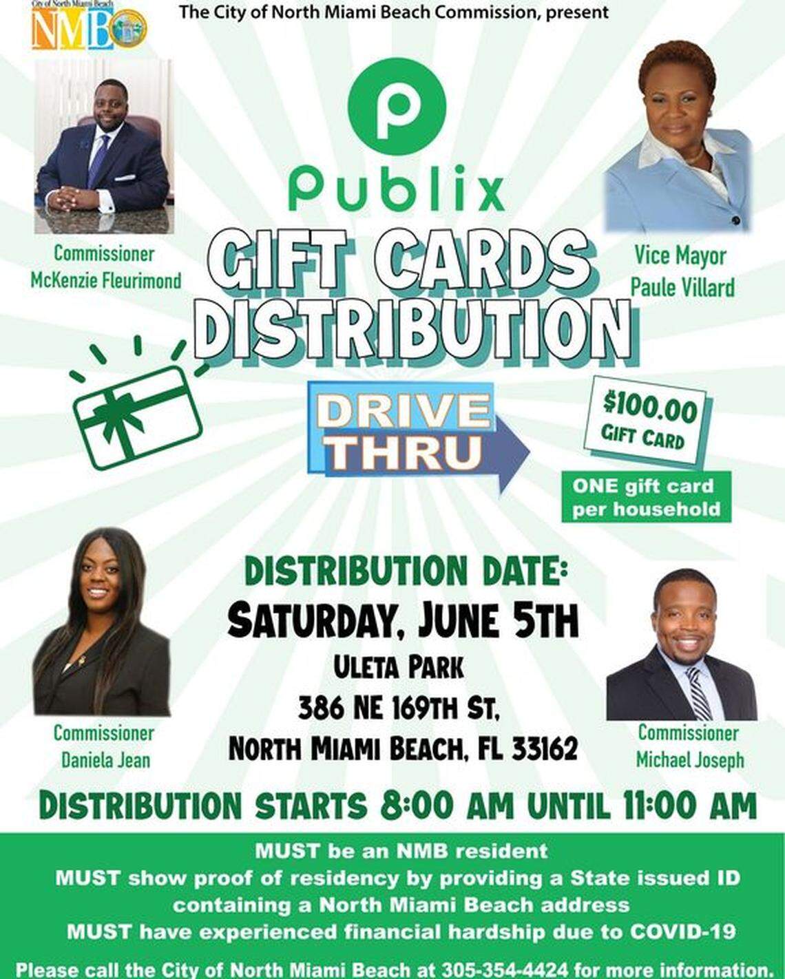 A flier for the June 5 Publix gift card giveaway in North Miami Beach.