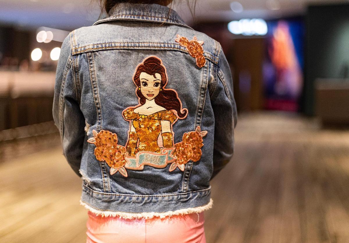 Haven Punongbayan, 8, wears a princess jean jacket to see Barbie at Cinépolis Coconut Grove in Miami, Fla., on Sunday, July 23, 2023.