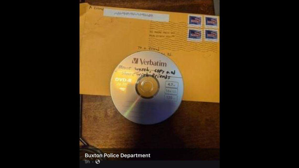 A woman in Maine was mailed a CD encouraging them to watch and share, but they didn’t put it in their computer, the Buxton police department said.