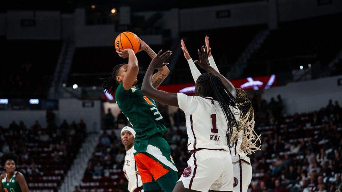Bench steps up, UM women beat No. 21 Mississippi St. 74-68 on road in ACC-SEC Challenge