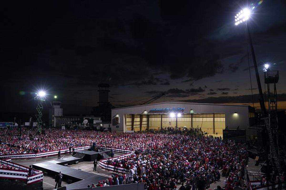 President Donald Trump speaks during a campaign rally at Cecil Airport on Thursday in Jacksonville.