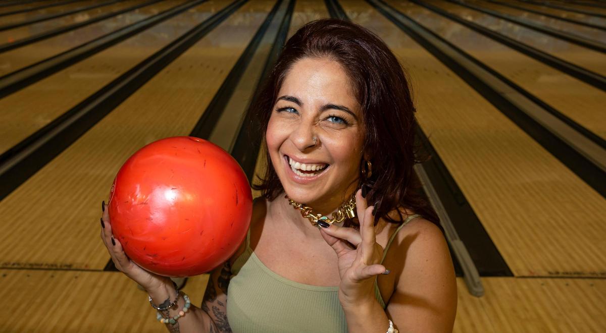 Comedian Brittany Brave at her old hangout Bird Bowl in Miami’s Westchester. 