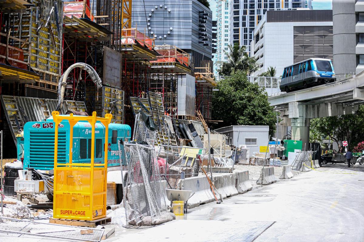 The construction site where City of Miami Fire Rescue responded to a rescue call in Miami’s Brickell neighborhood on Wednesday, August 5, 2020.
