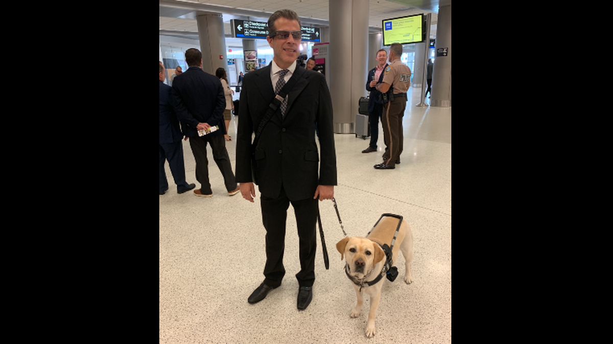 “It gives me the opportunity to live completely independently and have autonomy in my own life,” R. David New said. “Before, it was a lot of guessing. I mean my guide dog is great and she guides me but she can’t tell me if I’m in front of a Taco Bell or KFC.”