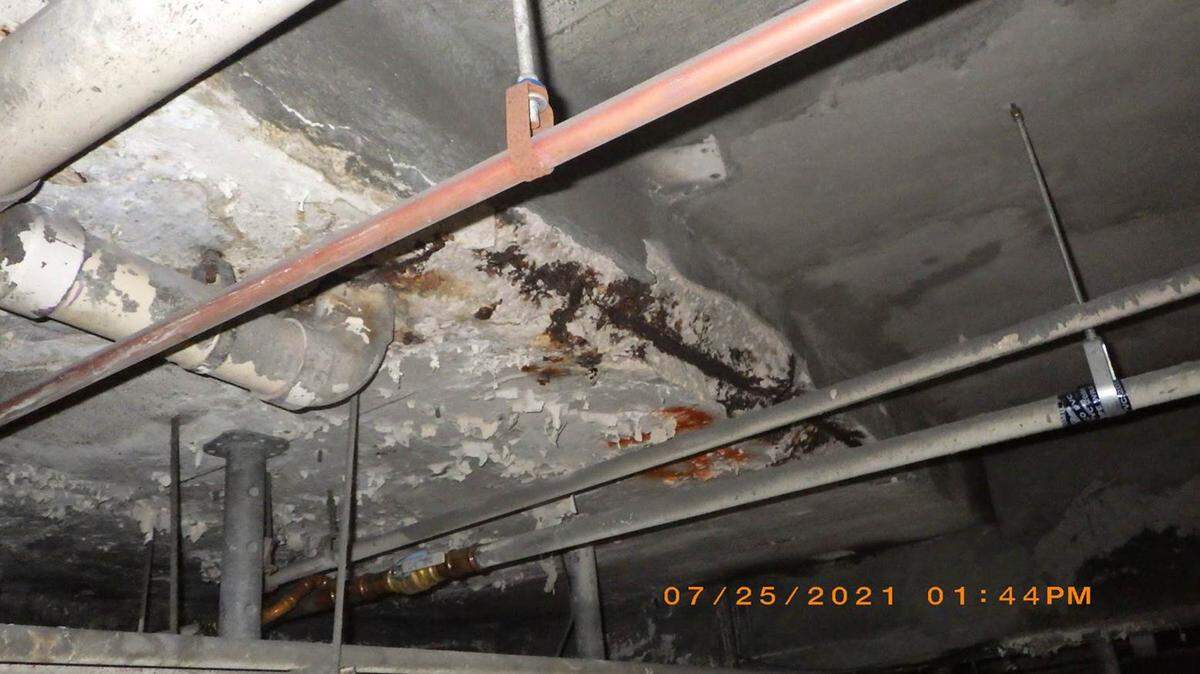 A photograph of the garage at the Castle Beach Club Condominiums in Miami Beach.