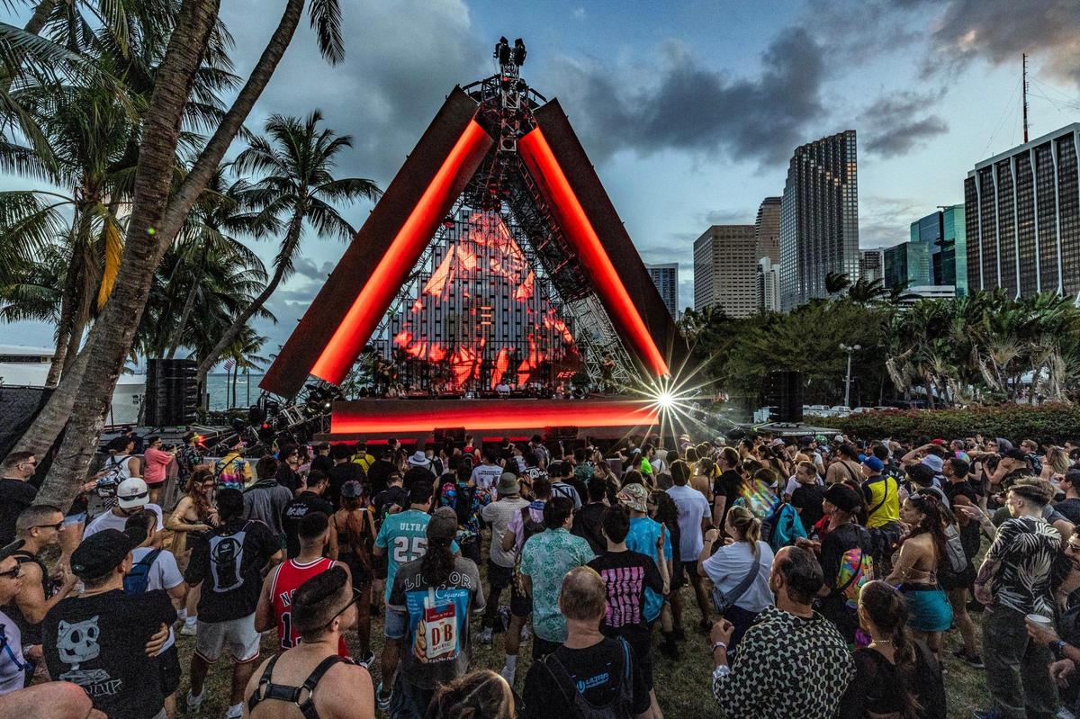 One of several stages during Ultra Music Festival’s 25th anniversary at Bayfront Park, in Miami, Florida, on Friday, March 28, 2025.