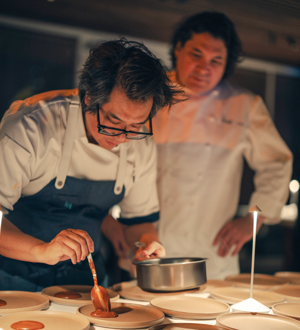 Chefs Diego Oka and Gaston Acurio at La Mar at the Mandarin Oriental on Brickell Key.