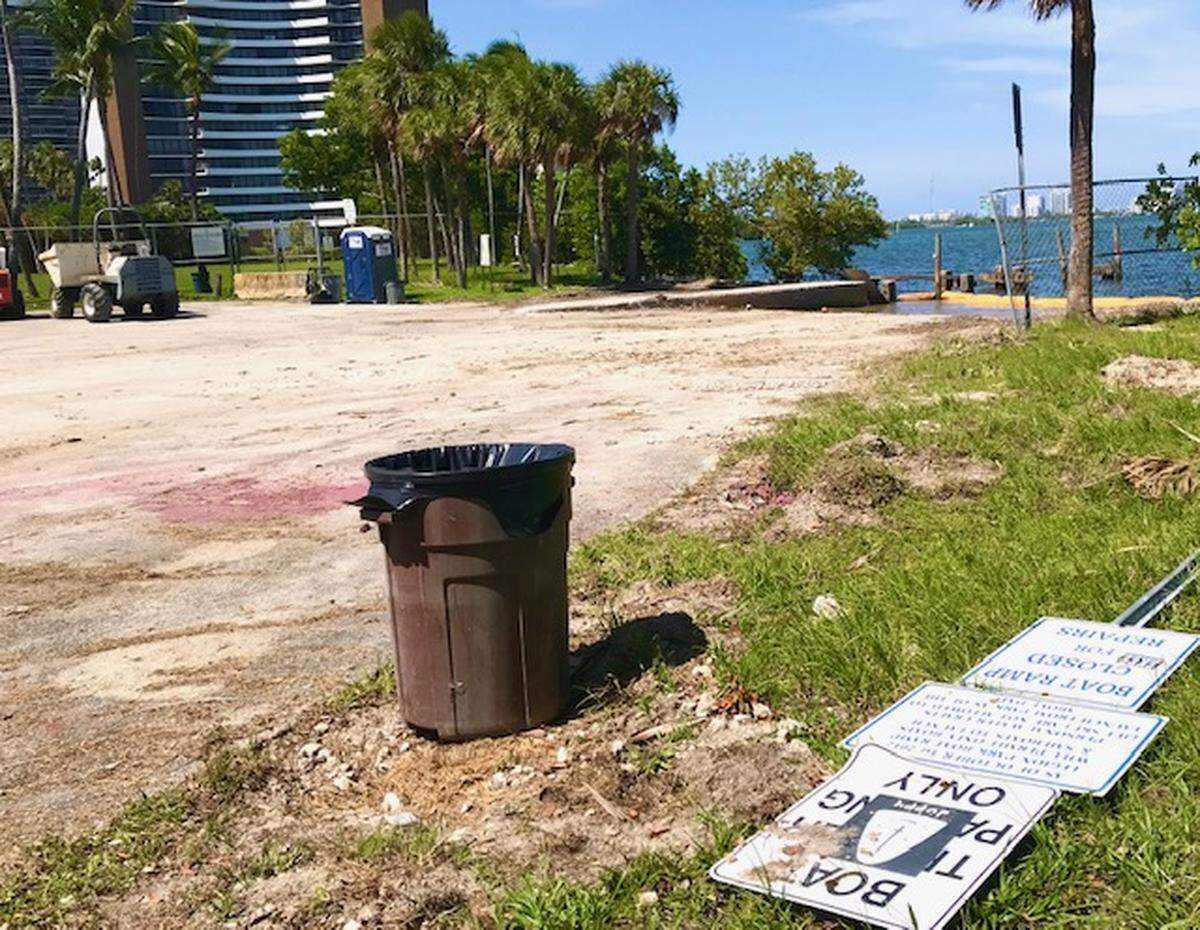 At long last, repairs have begun on the dilapidated Legion Park dock and boat ramp in Miami’s MiMo District that’s been closed for 11 years. Construction equipment and a siltration barrier have been placed at the site.