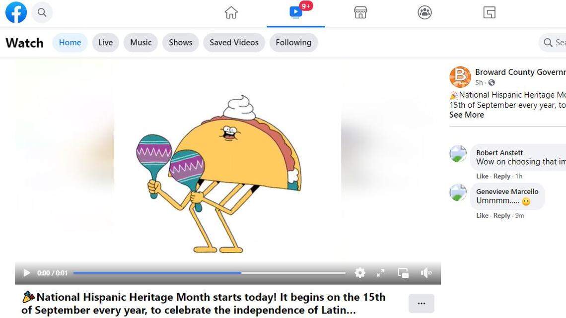The Hispanic Heritage Month GIF image posted to a Broward County Government official Facebook page Wednesday morning.