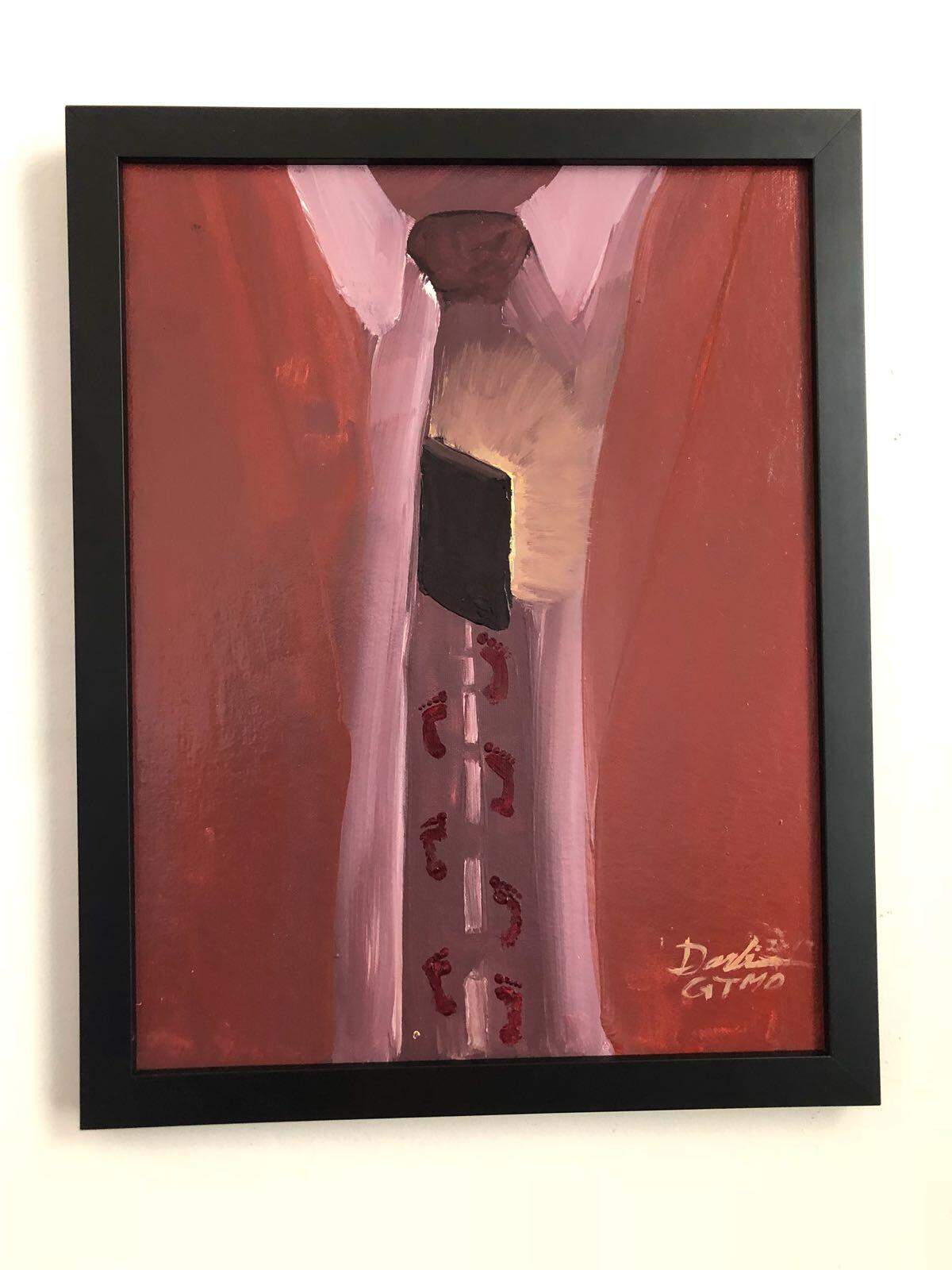 Saudi Ahmed al Darbi painted this at Guantánamo for his lawyer Ramzi Kassem, and gave it to him before the Department of Defense halted the release of art from U.S. Navy prison.