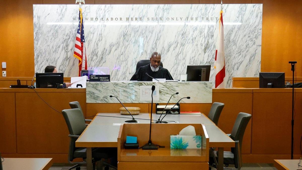 Miami-Dade Circuit Judge Orlando Prescott presides a hearing at the Miami-Dade Children’s Courthouse in downtown Miami on Monday, February 13, 2023.
