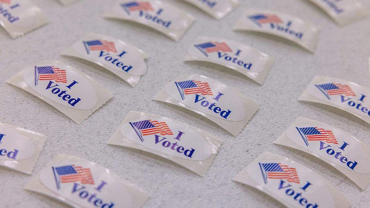 CHARLOTTE, NORTH CAROLINA - MARCH 3: Stickers are placed out for voters at Greater Mount Moriah Primitive Baptist Church, Mecklenburg County Precinct 11, after casting their ballot in the 2026 Primary Election on March 3, 2026 in Charlotte, North Carolina. If former Republican National Committee Chairman Michael Whatley, who is endorsed by President Trump, wins the primary, he'll face former Governor Roy Cooper in the general election. (Photo by Grant Baldwin/Getty Images)