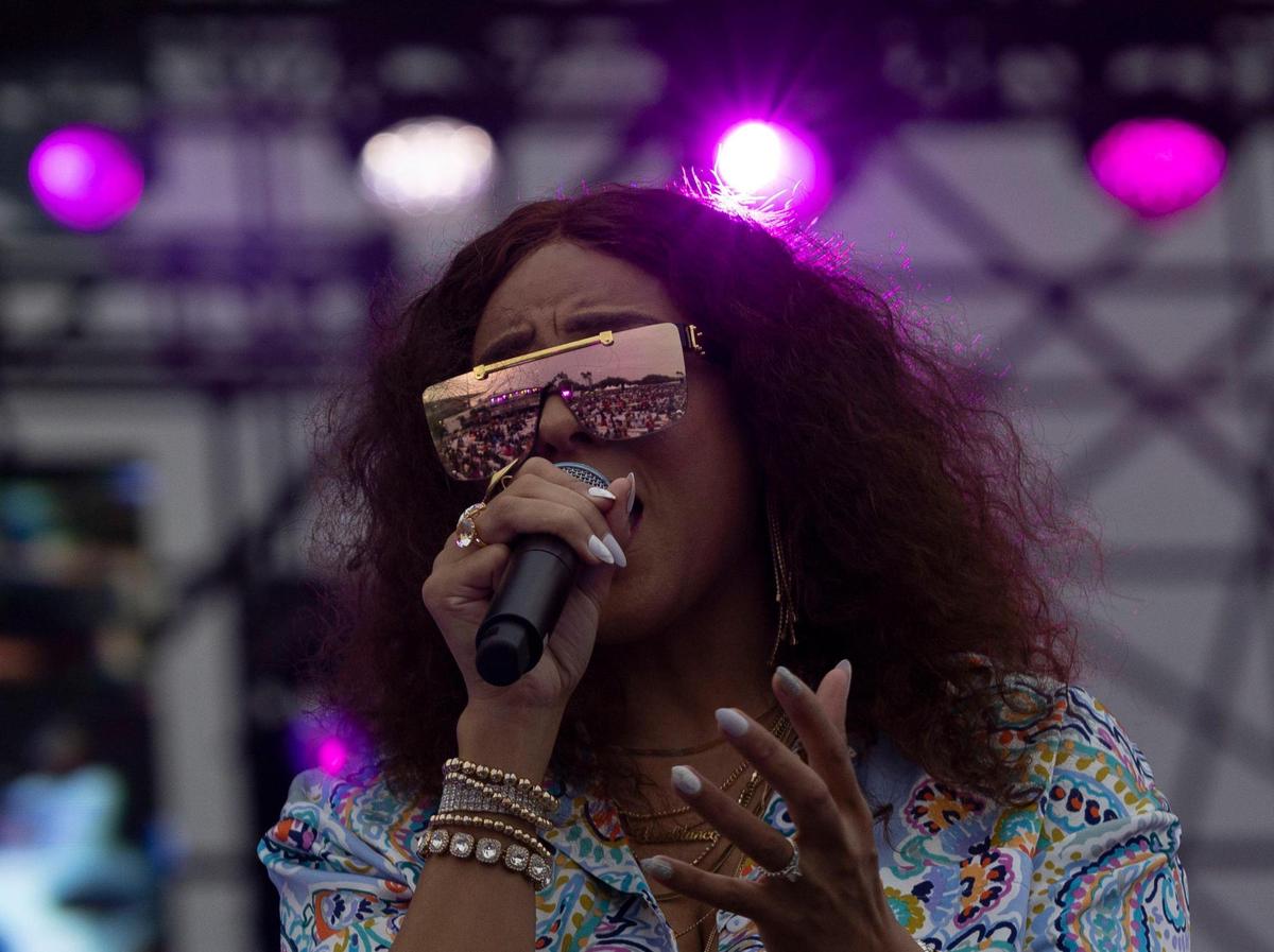 Marsha Ambrosius performs during Jazz in the Gardens on Sunday, March 10, 2024, at Hard Rock Stadium in Miami Gardens.
