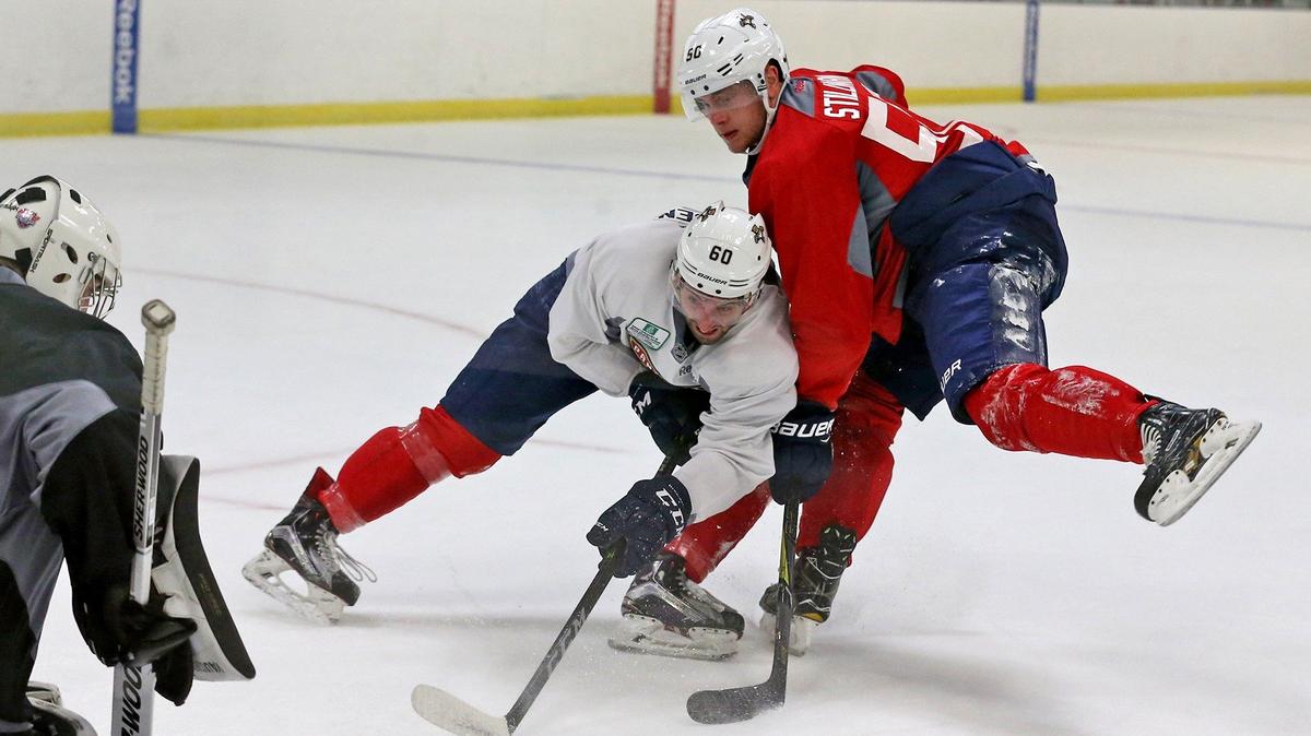 Florida Panthers prospect Blake Christensen (60) at the Florida Panthers Development Camp in Coral Springs, Florida.