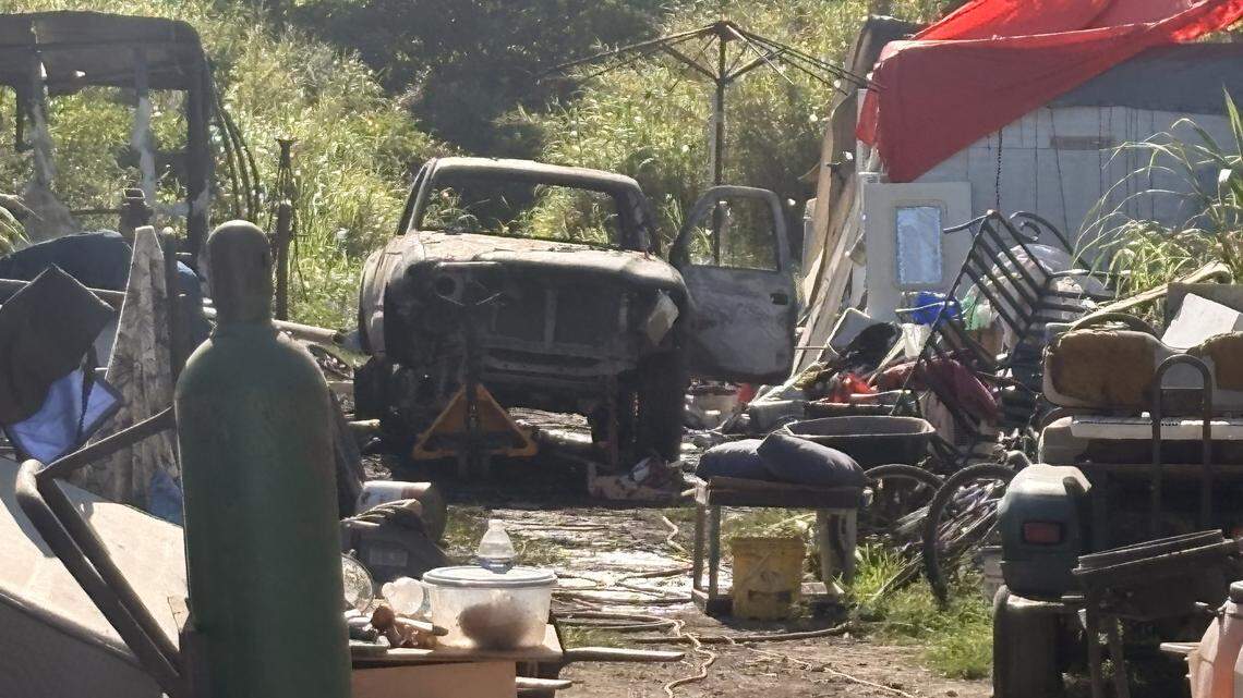 Miami-Dade firefighters responded to a pickup-truck fire in Redland near trailer homes. 