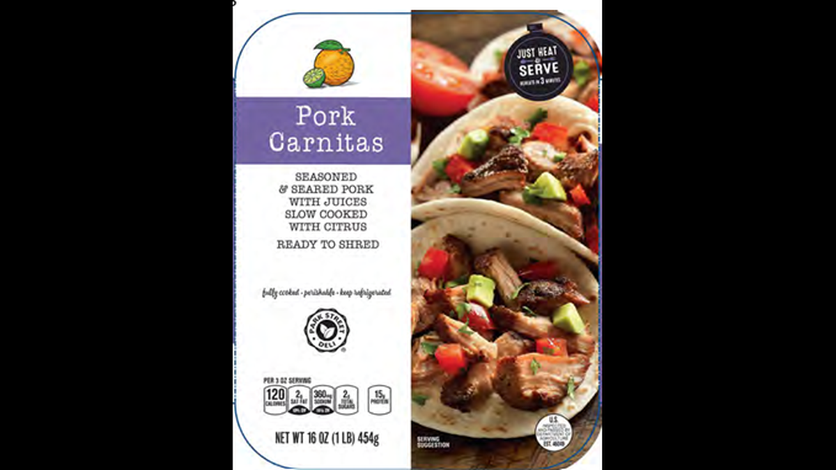 Park Street Deli Pork Carnitas Seasoned & Seared Pork sold at Aldi stores.