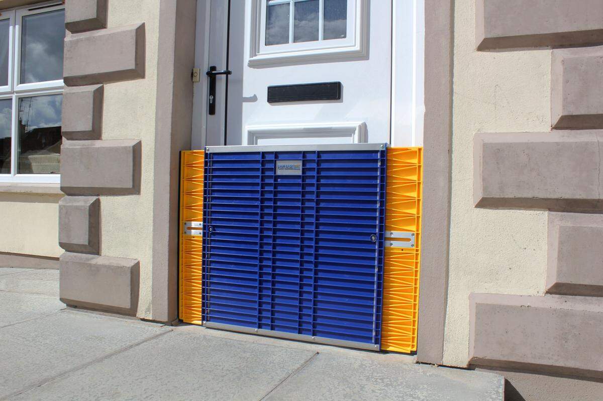 Expandable barriers like this one from a company called Dam Easy can be more effective at sealing doorways. But they’re also more expensive than sandbags and water-filled barriers.