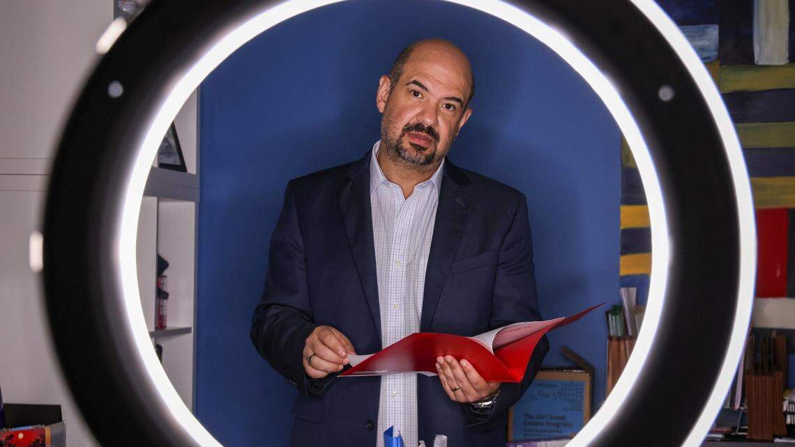 Christian Ulvert, a political consultant who oversaw the successful reelection campaign of Miami-Dade County Mayor Daniella Levine Cava, is photographed inside his office at Edge Communications on Monday, May 6, 2024, in Miami.