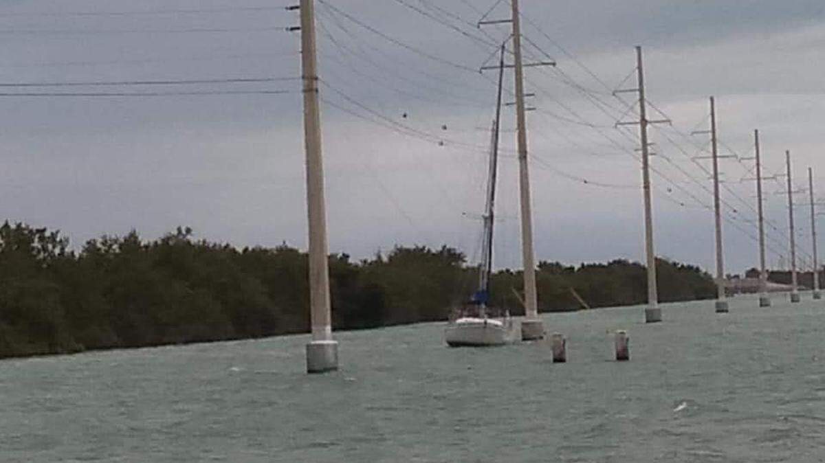 Keys Energy Services says this is the sailboat that caused a 1.5-hour power outage in the Florida Keys on Tuesday, April 9, 2019.