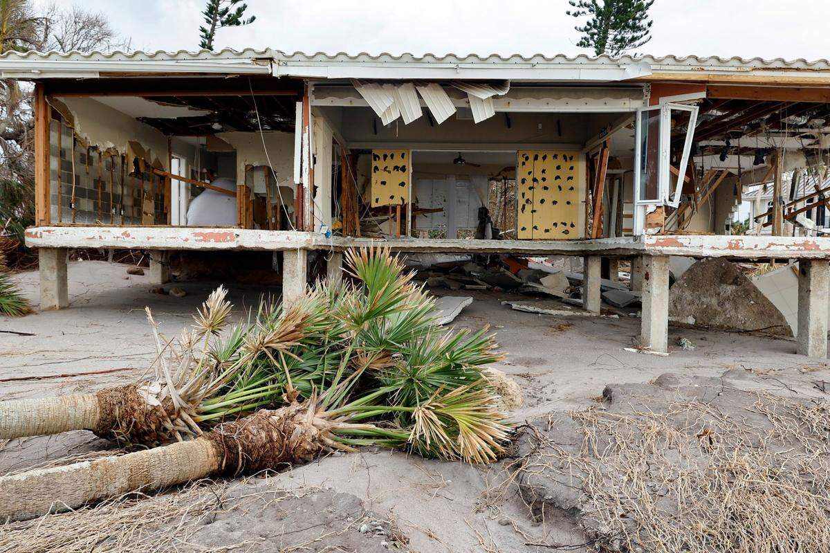 Like many homes in the area, the facade on this home was ripped off the main structure