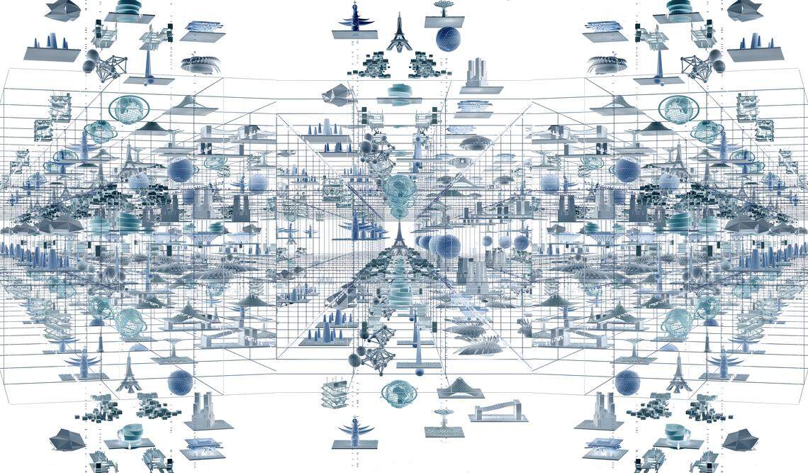 Video artist Marco Brambilla’s ‘After Utopia’ installation uses AI and incorporates objects from the Wolfsonian’s current show on World’s Fairs.