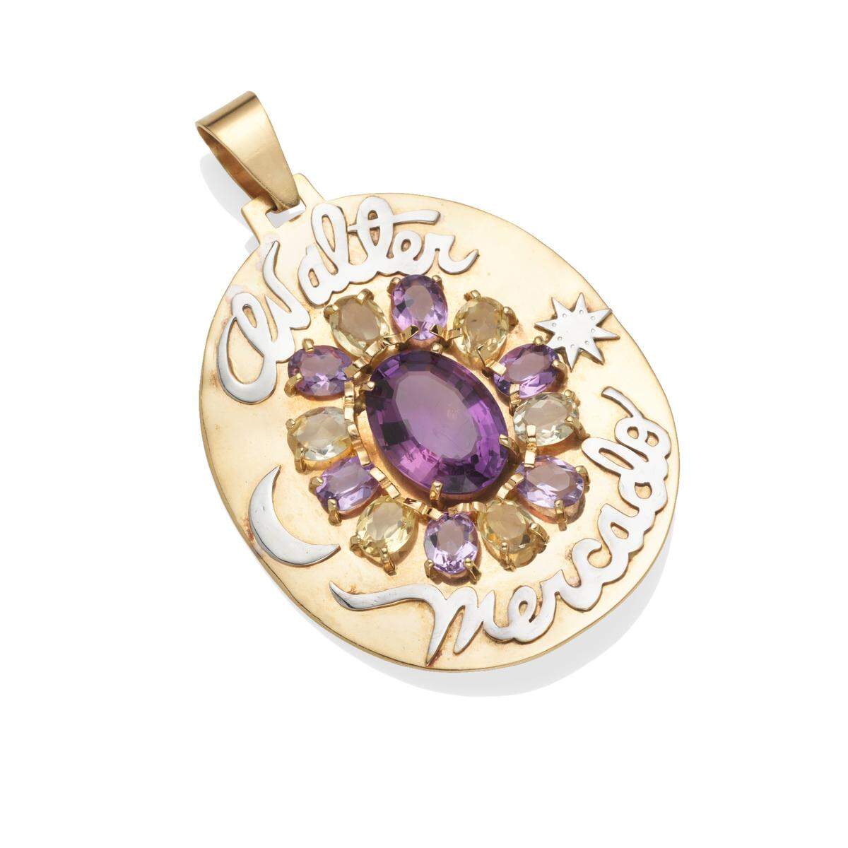 One of the pendants being auctioned by Walter Mercado’s estate.